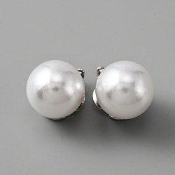 Plastic Imitation Pearl Shoe Decorations, Alloy Detachable Shoe Buckle Clips, with Iron Findings, Round, Platinum, 16x19x19mm(AJEW-WH0317-88P)