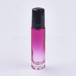 10ml Glass Gradient Color Essential Oil Empty Roller Ball Bottles, with PP Plastic Caps and Stainless Steel Roller Ball, Deep Pink, 8.55x2cm, Capacity: 10ml(0.34 fl. oz)(MRMJ-WH0011-B05-10ml)
