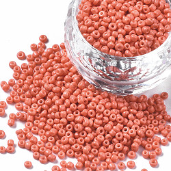 Glass Seed Beads, Baking Paint, Round Hole, Round, Salmon, 2~3x1.5~2mm, Hole: 0.8mm, about 450g/Pound(SEED-S060-A-F419)