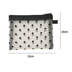 Nylon Wallets, Rectangle with Heart Makeup Bags, Black, 10x13cm(PW-WG33EEE-02)