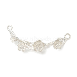 Rack Plating Alloy Connector Charms, Flower Links, Silver, 19x46x7mm, Hole: 2mm(STAS-M016-01S)