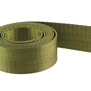 Nylon Ribbons, Herringbone Weave Ribbon, Olive, 1 inch(25mm), about 2m/strand