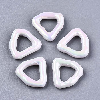 Acrylic Imitation Pearl Linkings Rings, AB Color, Triangle, White, 22x23x6mm, Inner Diameter: 11x12mm