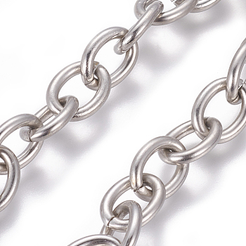 304 Stainless Steel Rolo Chains, Belcher Chain, Unwelded, Stainless Steel Color, 8mm, Links: 10.5x8x2mm