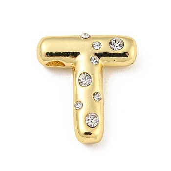 Brass Micro Pave Clear Cubic Zirconia Pendants, Long-Lasting Plated, Cadmium Free & Lead Free, Real 18K Gold Plated, Letter A~Z, Letter T, 18~19x11~21x5mm, Hole: 2.8~3x1.8~2mm