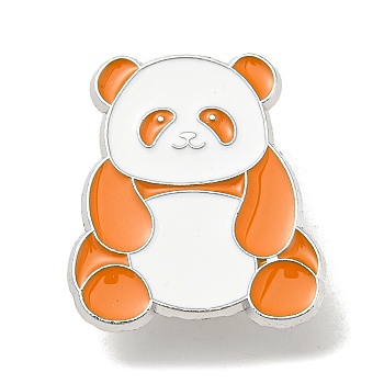 Panda Enamel Pins, Platinum Plated Alloy Badge for Backpack Clothes, Orange, 26x23x1.5mm