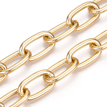 Aluminum Cable Chain, Oval Link Chains, Unwelded, Light Gold, 27.5x15.5x4mm