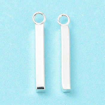 304 Stainless Steel Pendants, Bar Charm, Silver, 17.5x2x2mm, Hole: 1.6mm