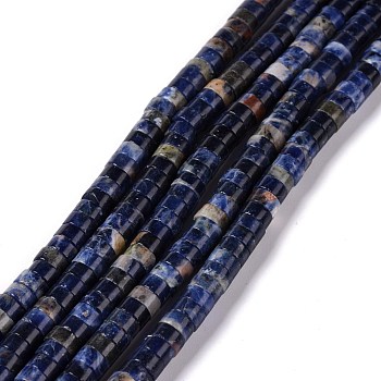 Natural Sodalite Beads Strands, Flat Round, 6x3mm, Hole: 1mm, about 121pcs/strand, 15.35 inch(39cm)