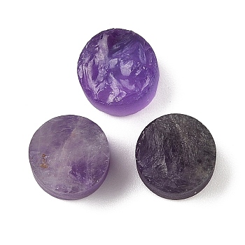 Natural Amethyst Cabochons, Flat Round, 10x8~9.5mm