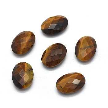 Natural Tiger Eye Beads, Faceted, Oval, No Hole/Undrilled, 17.5~18x12.5~13x5.5~6mm