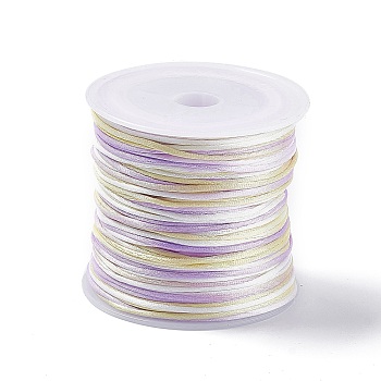 Segment Dyed Nylon Thread Cord, Rattail Satin Cord, for DIY Jewelry Making, Chinese Knot, Lilac, 1mm