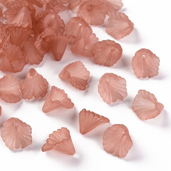 Frosted Acrylic Bead Caps, Flower, Rosy Brown, 12x12x9mm, Hole: 1.2mm, about 1700pcs/500g