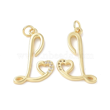Real 18K Gold Plated Clear Alphabet Brass+Cubic Zirconia Pendants