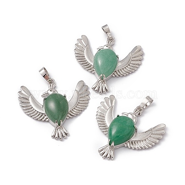Platinum Bird Green Aventurine Pendants
