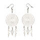 304 Stainless Steel Woven Net with Feather Dangle Earrings for Women(EJEW-JE05005)-1
