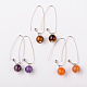 Natural Gemstone Round Bead Earrings(EJEW-JE01150)-1