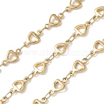 304 Stainless Steel Link Chains, Soldered, Ion Plating(IP), Heart, Golden, 10x5~5.5x1.5mm(STAS-P219-08G-1)