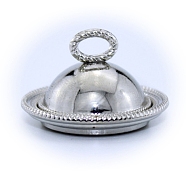 Miniature Alloy Food Serving Cover Cloche Dome Plate, for Dollhouse Accessories Pretending Prop Decorations, Platinum, 33x22mm(MIMO-PW0001-159P)