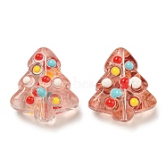 Handmade Lampwork Beads, Christmas Tree, Indian Red, 16.5x15x7.5mm, Hole: 1.2mm(LAMP-B026-01D)