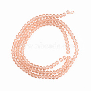 Glass Beads Strands, Faceted, Rondelle, Salmon, 4x3mm, Hole: 0.9mm, about 123~127pcs/strand, 16.5~16.9 inch(42~43cm)(EGLA-A034-T4mm-D21)