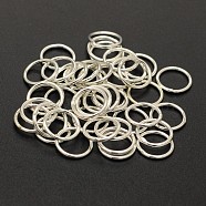 Brass Round Rings, Soldered Jump Rings, Closed Jump Rings, Cadmium Free & Lead Free, Silver Color Plated, 18 Gauge, 10x1mm, Inner Diameter: 8mm, Hole: 8mm(X-KK-M165-10mm-02S-RS)