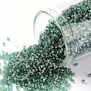 TOHO Round Seed Beads, Japanese Seed Beads, (2202) Silver Lined Celery, 15/0, 1.5mm, Hole: 0.7mm, about 15000pcs/50g(SEED-XTR15-2202)