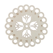 Wooden Embroidery Thread Plate, Cross Stitch Threading Board Tools, Flower, Antique White, 14cm(PW-WG75950-04)