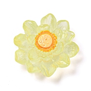 Luminous Transparent Resin Decoden Cabochons, Glow in the Dark Lotus Flower, for Jewelry Making, Yellow, 22.5~23x9.5mm(CRES-F032-B04)