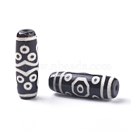 Tibetan Style 11-Eye dZi Beads, Natural Agate, Dyed & Heated, Rice, 29.5~31x10~12mm, Hole: 1.5~2.8mm(X-TDZI-D008-11)