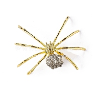 Natural Pyrite & Alloy Spider Display Decorations, Halloween Ornaments Mineral Specimens, Golden, 45x55mm(WG27150-01)