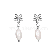 Stainless Steel Flower Earrings with Natural Pearls for Women(GE0361-2)