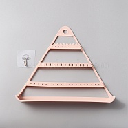 Triangle Plastic Jewelry Display Frame, with Command Hooks, for Earrings, Necklaces, Bracelets Storage, Pink, 25x28.8x5.3cm, about 2pcs/set(ODIS-WH0001-32B)