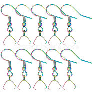 50Pcs 304 Stainless Steel Hooks, Ear Wire, with Ice Pick Pinch Bails, Rainbow Color, 27x20mm, 21 Gauge, Pin: 0.7mm(STAS-BBC0001-49M)