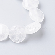Natural Quartz Crystal Bead Strands, Rock Crystal Beads, Faceted, Flat Round, 16x6mm, Hole: 1mm, about 13pcs/strand, 7.87 inch(X-G-R405-16mm-04)
