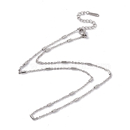 201 Stainless Steel Satellite Chain Necklace for Men Women, Stainless Steel Color, 17.48 inch(44.4cm)(NJEW-P268-A23-1X5)