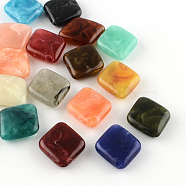 Rhombus Imitation Gemstone Acrylic Beads, Mixed Color, 30x26x8mm, Hole: 2mm, about 130pcs/500g(OACR-R043-M)