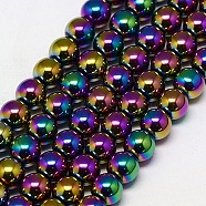 Electroplate Non-magnetic Synthetic Hematite Beads Strands, Round, Grade A, Multi-color Plated, 3mm, Hole: 1mm, about 127pcs/strand, 16 inch(G-J169A-3mm-05)