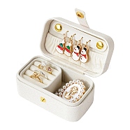 PU Imitation Leather Jewelry Box, Portable Travel Jewelry Organizer Case with Velvet Findings, for Earring, Ring, Bracelet Storage, Rectangle, Floral White, 5.8x9.4x5cm(LBOX-E001-01A)