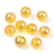 Transparent Acrylic Beads, AB Colors Plated, Round, Gold, 8mm, Hole: 2mm, about 2100pcs/500g(MACR-T046-01D-12)