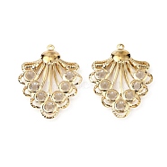 Iron Rhinestone Pendants, Shell Shape, Light Gold, Crystal, 50x39x7mm, Hole: 2mm(IFIN-TAC0002-28)