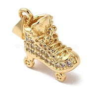 Rack Plating Brass & Cubic Zirconia Pendants, Cadmium Free & Lead Free, Long-Lasting Plated, Shoes, Real 18K Gold Plated, 15x14.5x8mm, Hole: 5mm(KK-L216-064G)