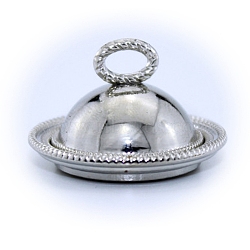 Miniature Alloy Food Serving Cover Cloche Dome Plate, for Dollhouse Accessories Pretending Prop Decorations, Platinum, 33x22mm(MIMO-PW0001-159P)