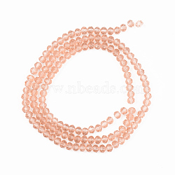 Glass Beads Strands, Faceted, Rondelle, Salmon, 4x3mm, Hole: 0.9mm, about 113~115pcs/strand, 41~42cm(EGLA-A034-T4mm-D21)