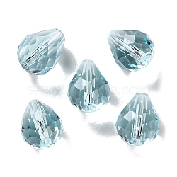 K9 Glass, Imitation Austrian Crystal Beads, Faceted, Teardrop, Light Blue, 10x8x8mm, Hole: 1mm(GLAA-R001-07E)