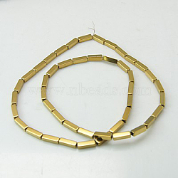 Non-Magnetic Synthetic Hematite Beads Strands, Golden Plated, 9x3x3mm, Hole: 1mm(G-H1608-9x3mm-1)