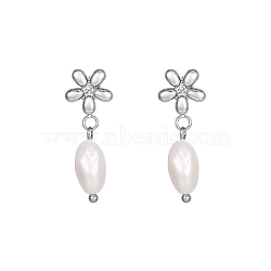 Elegant Stainless Steel Earrings with Natural Pearls for Daily Wear(GE0361-2)