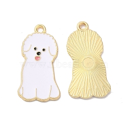 Alloy Enamel Pendants, Golden, Dog Charm, White, 28x14.5x1.5mm, Hole: 1.6mm(X-ENAM-D046-07G)