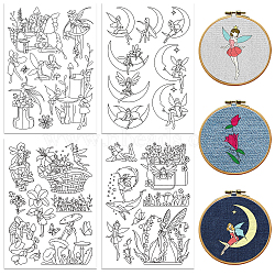 4 Sheets 11.6x8.2 Inch Stick and Stitch Embroidery Patterns, Non-woven Fabrics Water Soluble Embroidery Stabilizers, Fairy, 297x210mmm(DIY-WH0455-169)