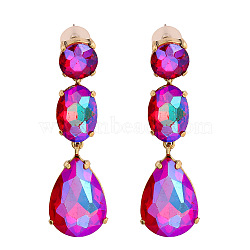 Sparkling Waterdrop Shaped Colorful Rhinestone Earrings for Women - Fashionable and Unique, Violet, size 1(ST6436463)